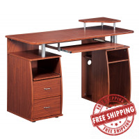 Techni Mobili RTA-8211-M615 Complete Computer Workstation Desk With Storage, Mahogany